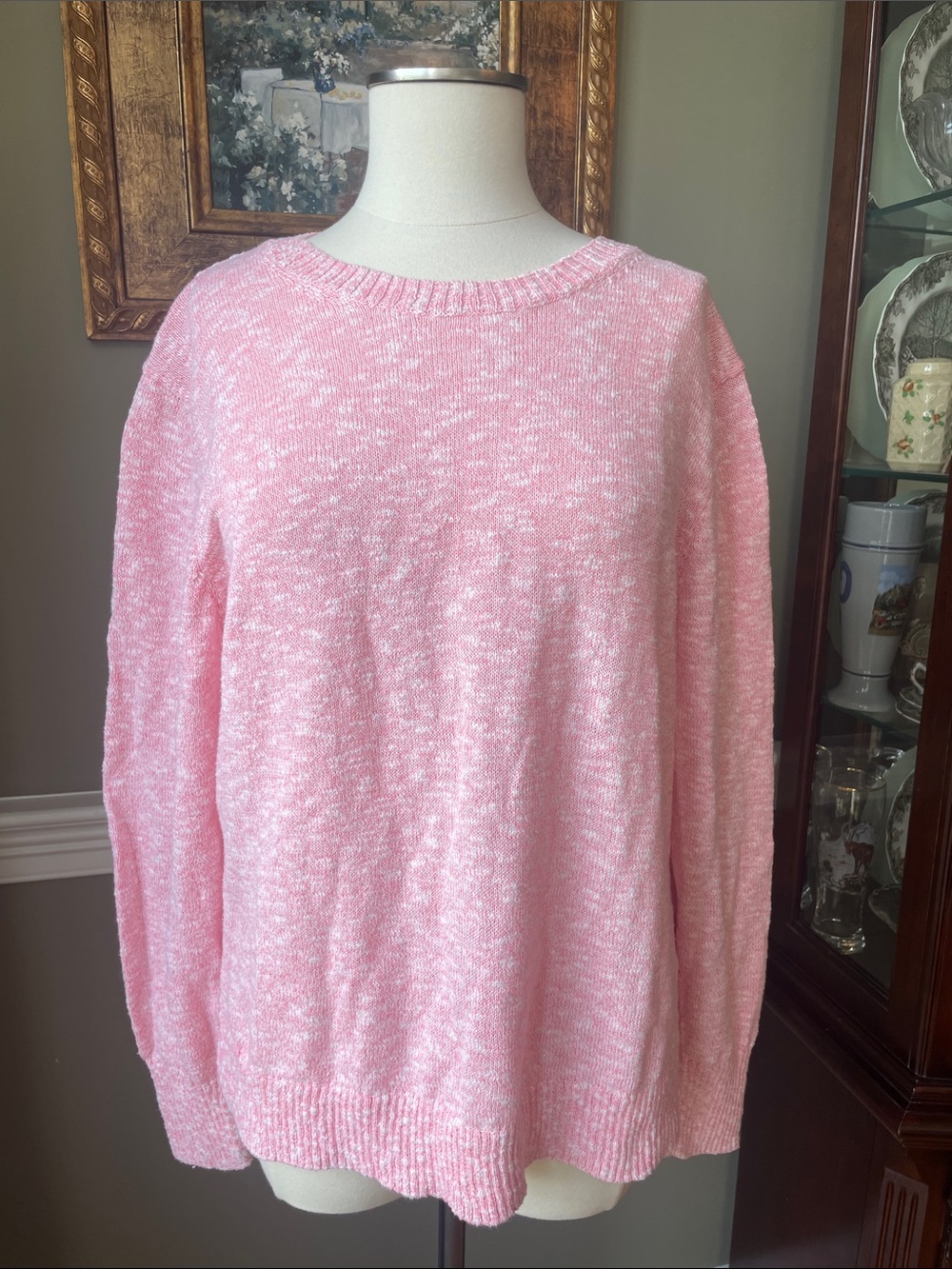 J. Crew Marled Light Pink Crewneck Beach Sweater Size Medium